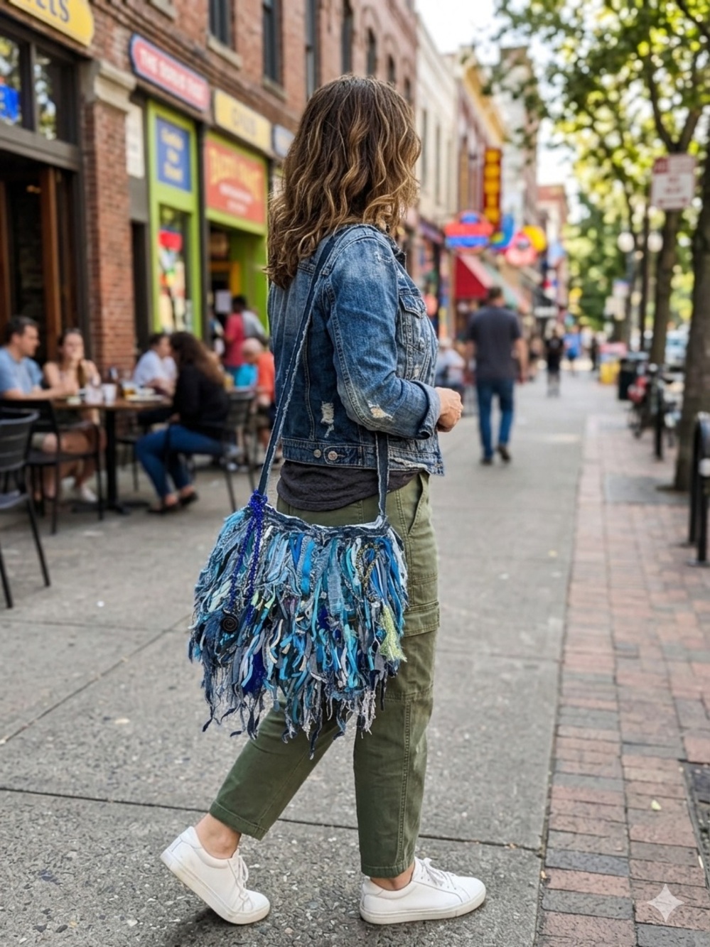 Boho Fringe Crossbody Bag in Blue